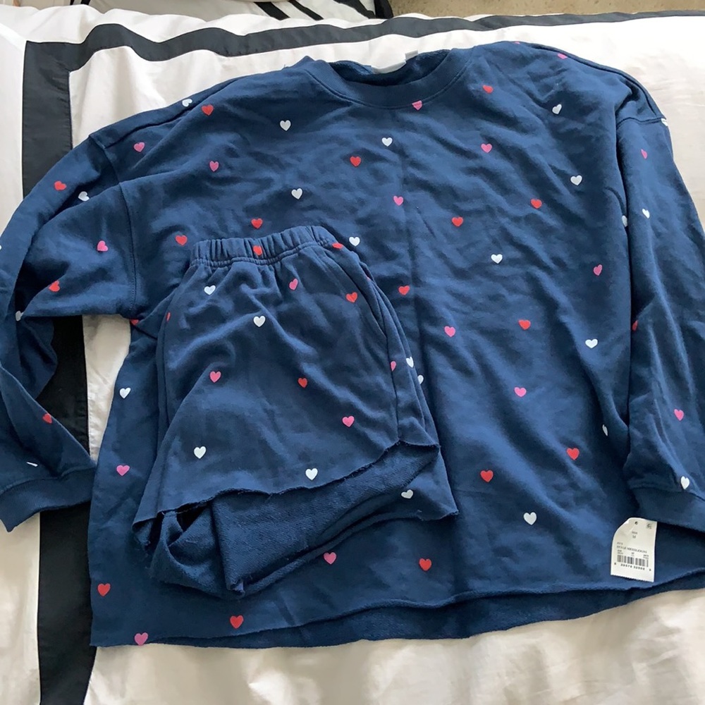 Target Mighty Fine Heart Short Terry Sweatsuit NWT Size M